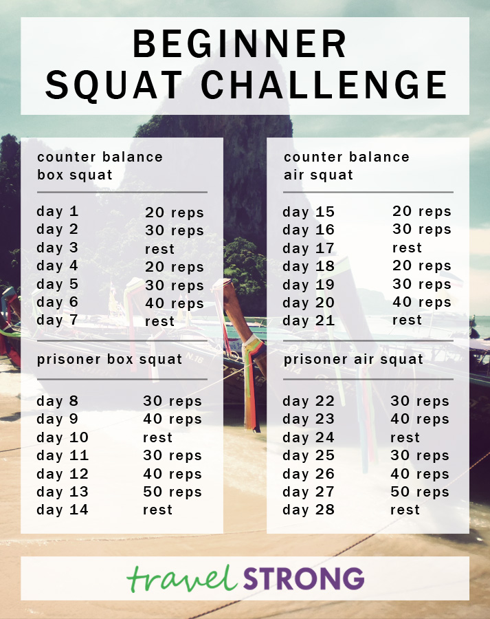 7 Day Squat Challenge Chart