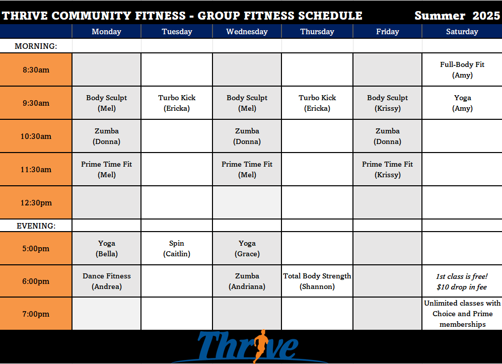 Summer 25 schedule